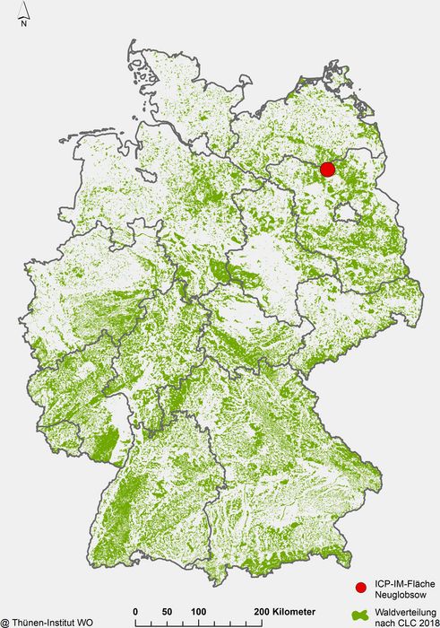 Auf einer Deutschlandkarte ist der ICP IM Standort Neuglobsow eingezeichnet.